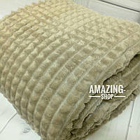 Велюрове покривало-плед, Кубик. Колір какао. Розмір 200х220.