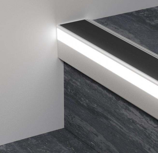 Профіль алюмінієвий сходовий з LED-підсвіткою Profilpas 52х62х2700 мм 126/L/F