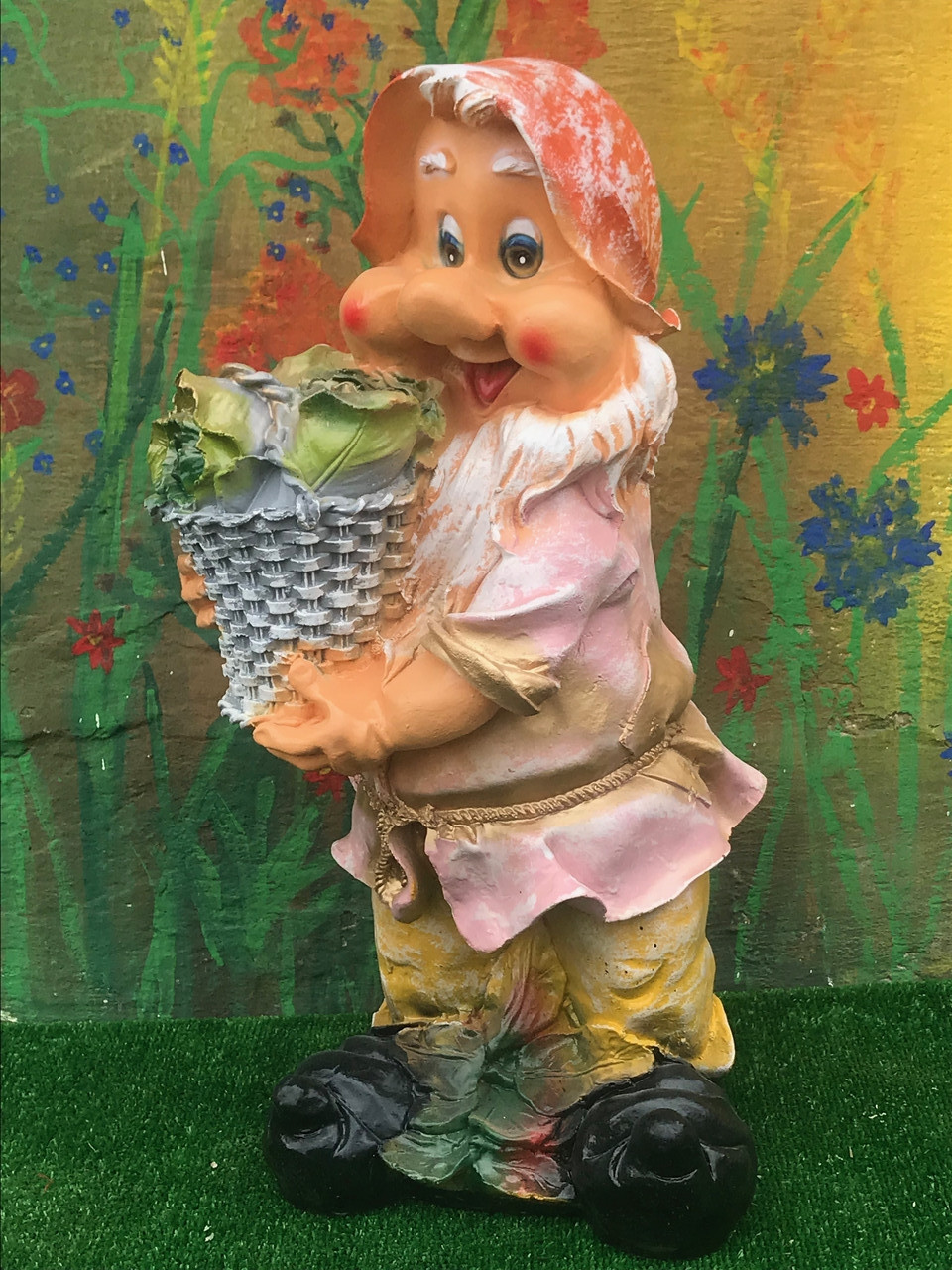 Садова фігура гном з капустою   (висота 70 см ), фото 1