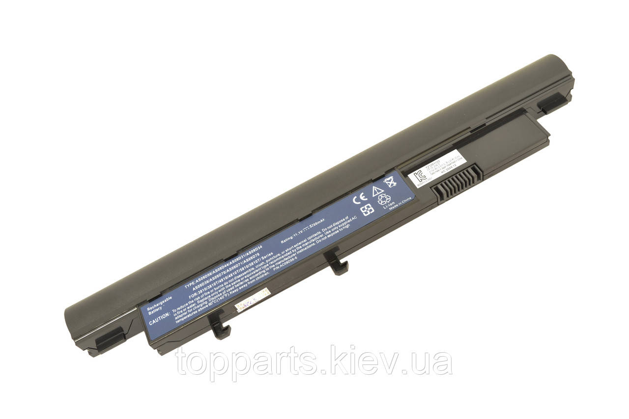 Батарея для ноутбука Acer AS09D70, 5200mAh, 6cell, 11.1V, Li-ion, чорна,