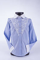 Блузка сорочка для дівчинки блакитна мод.5072 р.134