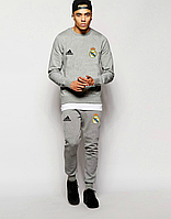 Мужской спортивный костюм Реал Мадрид, Real Madrid, Adidas, Адидас, серый