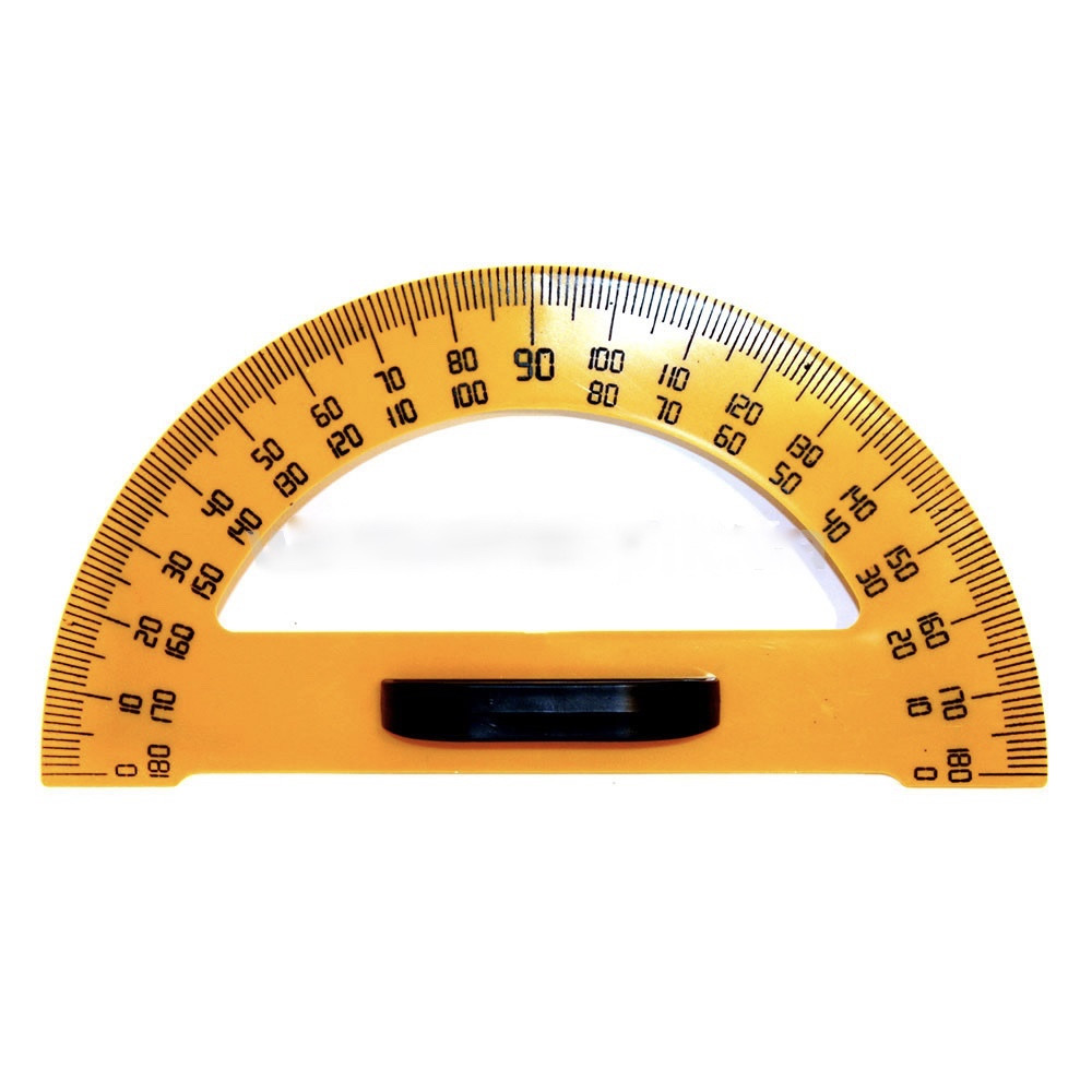 Транспортир пластиковий для шкільної дошки з тримачем жовтий, фото 1