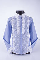 Блузка рубашка нарядная голубая мод.5076