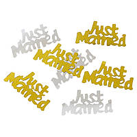 Молодята, Весілля, Свято, Just Married, PVC Пластик, Крихта, Декор, Колір: мікс, 28 мм x 14 мм