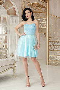 Короткий блакитне жіноча Коктейльне плаття до колін сукню з відкритими плечима Емма б/р