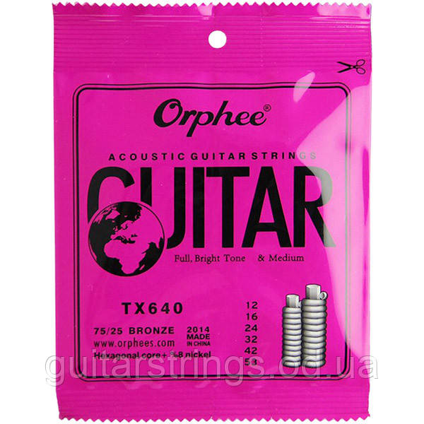 Струны Orphee TX640 Phosphor Bronze 75/25 Acoustic Guitar Strings 12-53