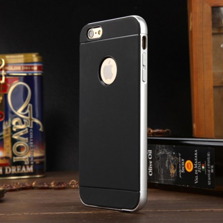 Чохол TPU пластик з алюмінієвою рамою для Iphone 6/6s Сріблястий
