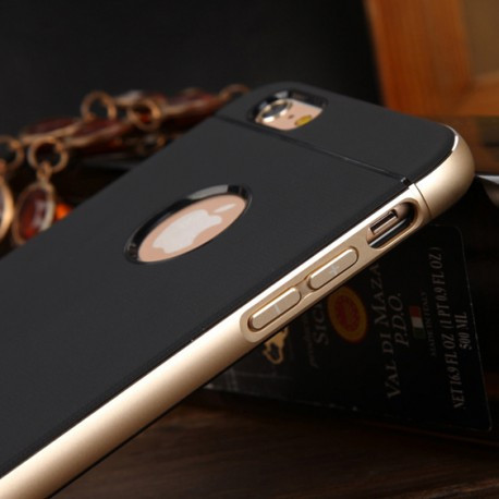 Чохол TPU пластик з алюмінієвою рамою для Iphone 6plus Золотий