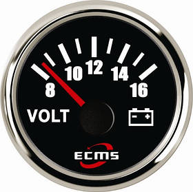 Вольтметр 52 мм для човна ECMS CMV2-BS-8-16 чорний