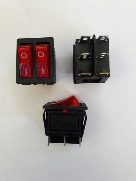 Кнопковий вимикач, Клавіша широка подвійна, з підсвічуванням