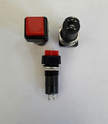 Кнопка нажимная средняя с фиксации, квадратная 3A 250V