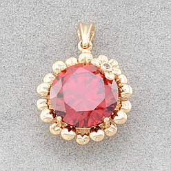 Кулон Xuping для ланцюжка до 3 мм 80685 розмір 24х18 мм червоні фіаніти вага 5.2 г позолота 18К