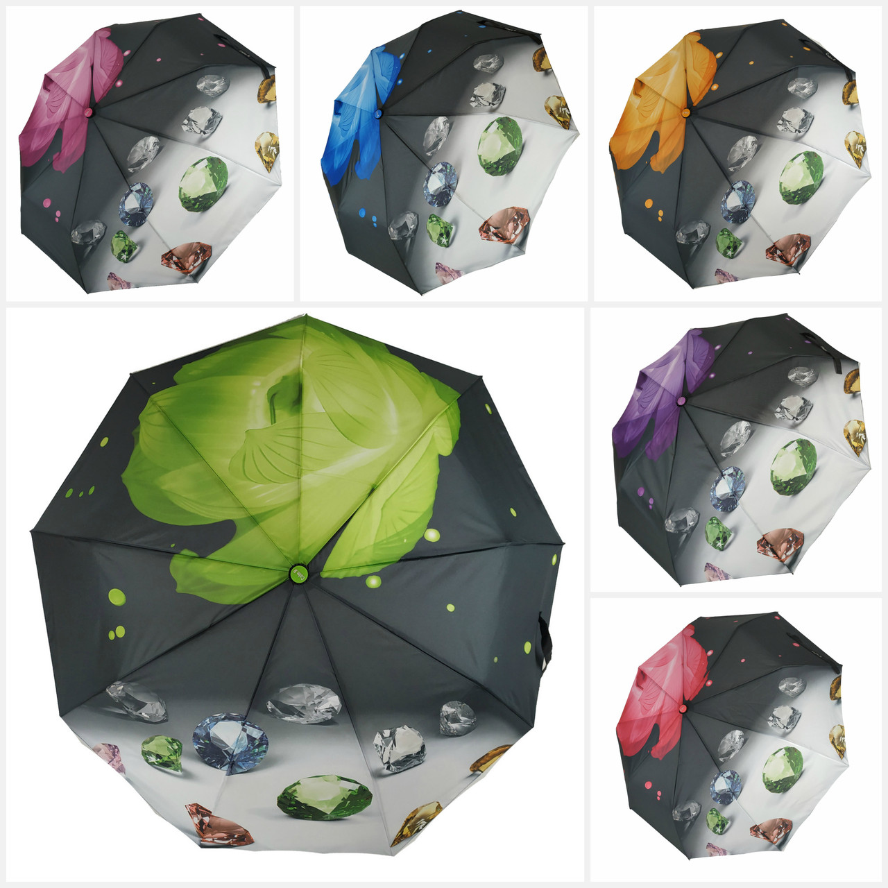 Жіноча парасоля напівавтомат Calm Rain, модель "Brilliant" , 125