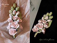 "Троянди айворі" Бутоньєрка ручної роботи для нареченого або свідка