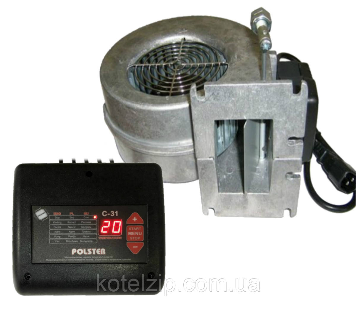 Polster C-31 Автоматика для котла (з датчиком перегріву) + Вентилятор для котла WPA-X2 "М+М"