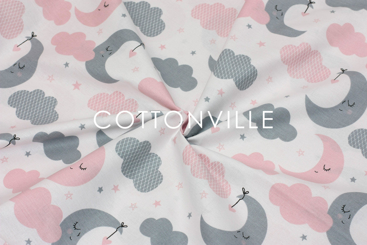 Ранфорс 240 см Місяці на рожевому, фото 1