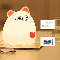 Силіконовий нічник «Super Cat» 3DTOYSLAMP рожевий з пультом ДУ