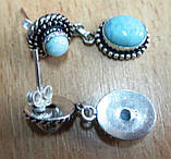 Срібні сережки-цвяшки з натуральним ларимаром "Капельки дощу", фото 6