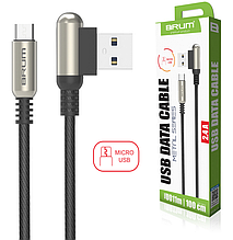 Кабель USB BRUM Metal U011m Micro USB (2.4A) (1M) чорний