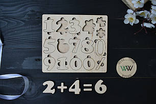 Сортер з дерева, мозаїка, цифри. Вчимося рахувати.