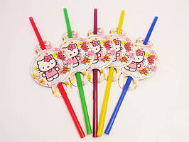 Коктейльные трубочки средние и большие с гофрой (10 шт./уп.) - Китти (Накладки большие)