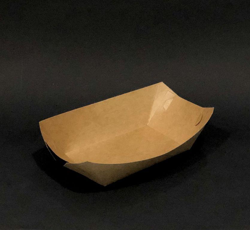 Крафтова тарілка-човник ламінована 195х135 мм (100 шт/уп)