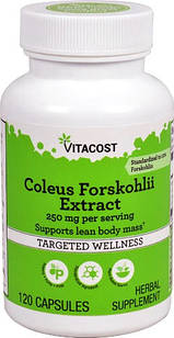 Vitacost Coleus Forskohlii Extract жироспалювач для схуднення 250 мг, 120 капсул