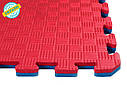 Мат татамі 100*100*2 см Eva-Line Extra Quality синій/червоний Плетінка 100 кг/м3, фото 2