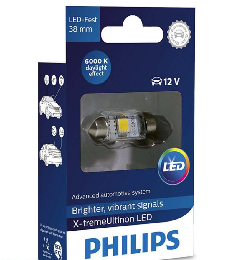 Автолампа LED Philips Vision C5W (38 мм) 6000 K 12 V 128596000KX1(1 шт.)