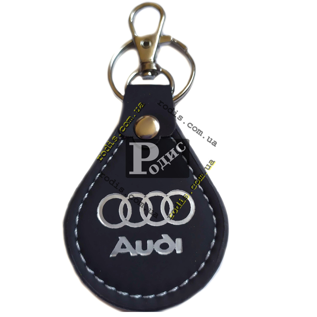 Автомобільний Брелок Audi, карабін + кільце - кожзам крапля