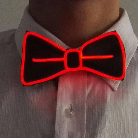 Светодиодная Led El бабочка светящийся галстук для вечеринок, пати. Красная, фото 2