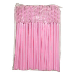 Одноразова щіточка з штучним ворсом для брів і вій. Світло - рожевий