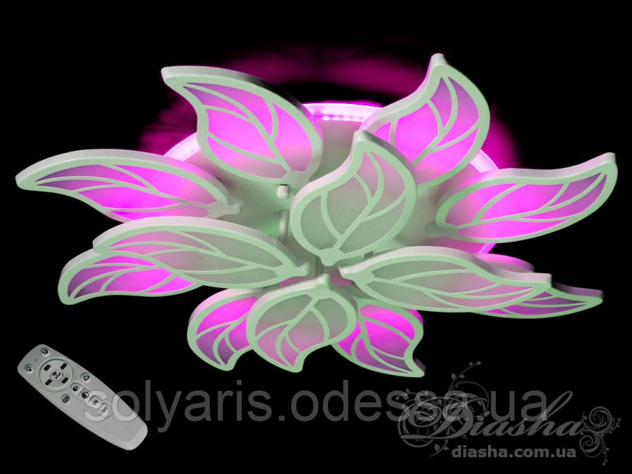 Стельова LED-люстра з димером і підсвіткою, 200 W 228028/8+4WH LED 3color dim (чорн,бела,сірий,кор