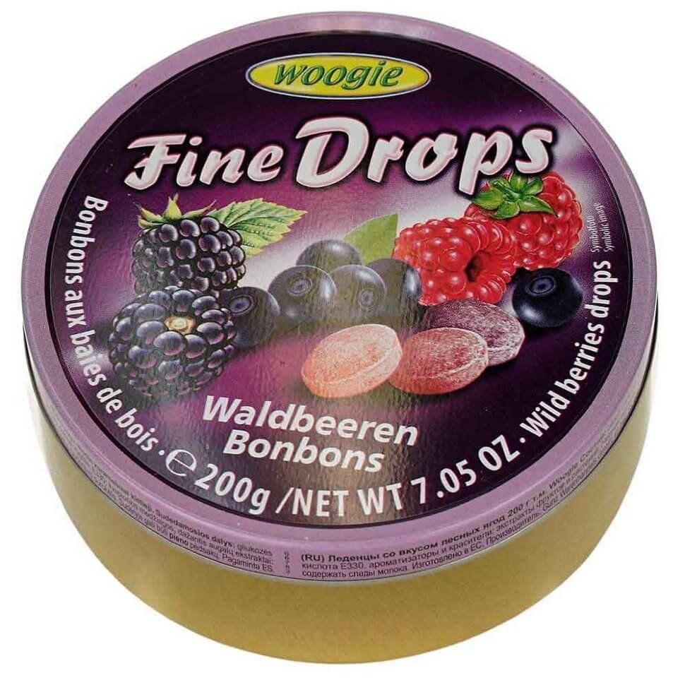 Льодяники (цукерки) Woogie Fine Drops (дрібні краплі) мікс лісова ягода Австрія 200г
