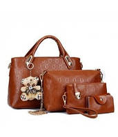 Набор женских сумок 4 предмета коричневого цвета DA-5