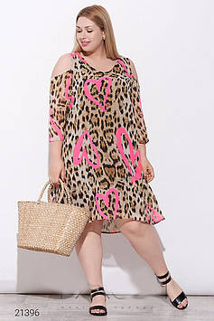 Плаття міні з вирізами на плечах леопардове