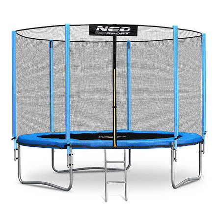 Садовий батут Neo-Sport 8ft/252 см для всієї родини з посиленою рамою зовнішньою сіткою та сходами, фото 1