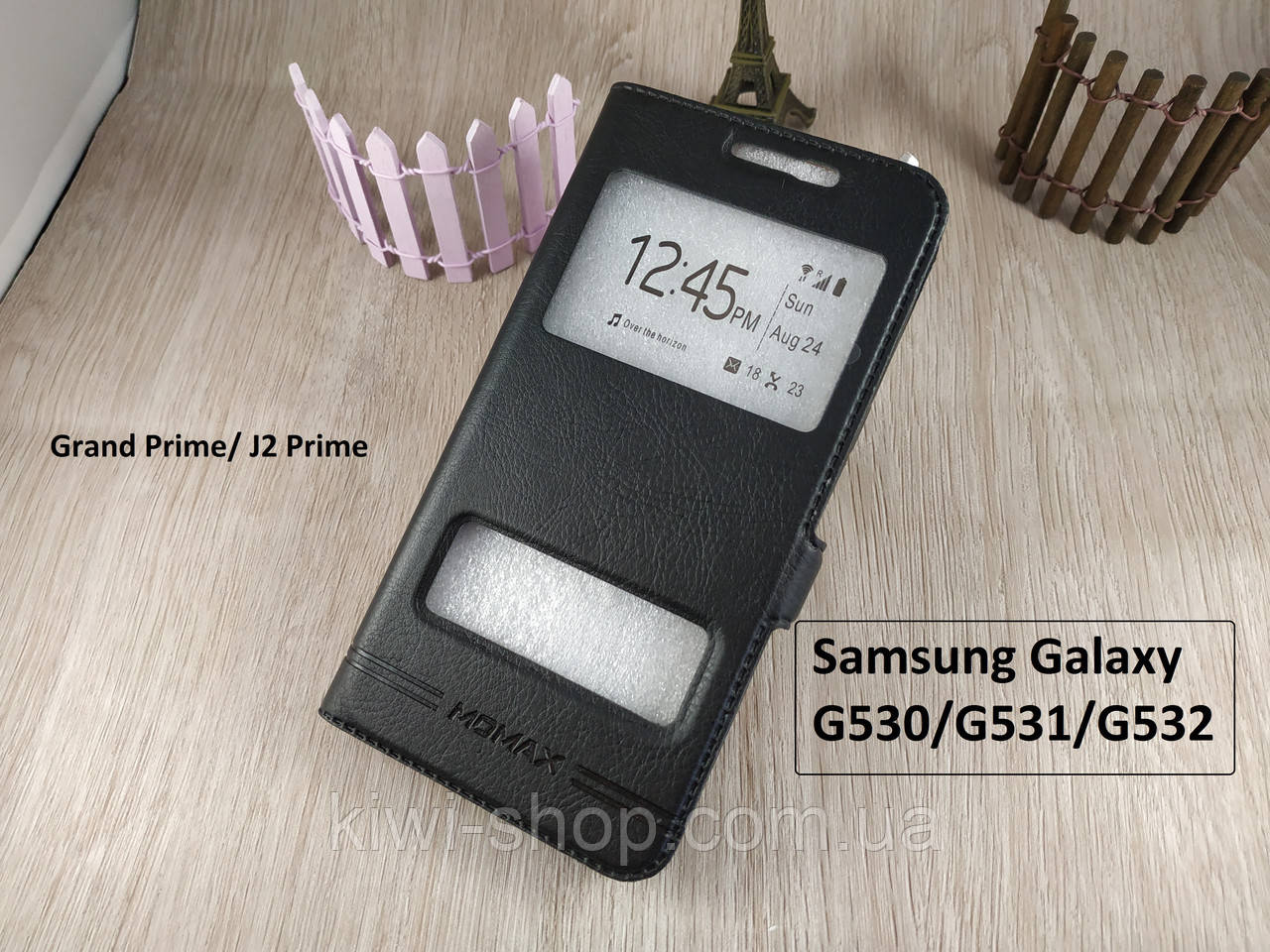 Чорний чохол-книжка з віконцем для Samsung Galaxy Grand Prime / J2 prime G530 / G531 / G532
