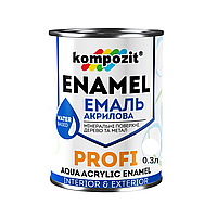 Акриловая эмаль Kompozit Profi белый глянец 0.3л