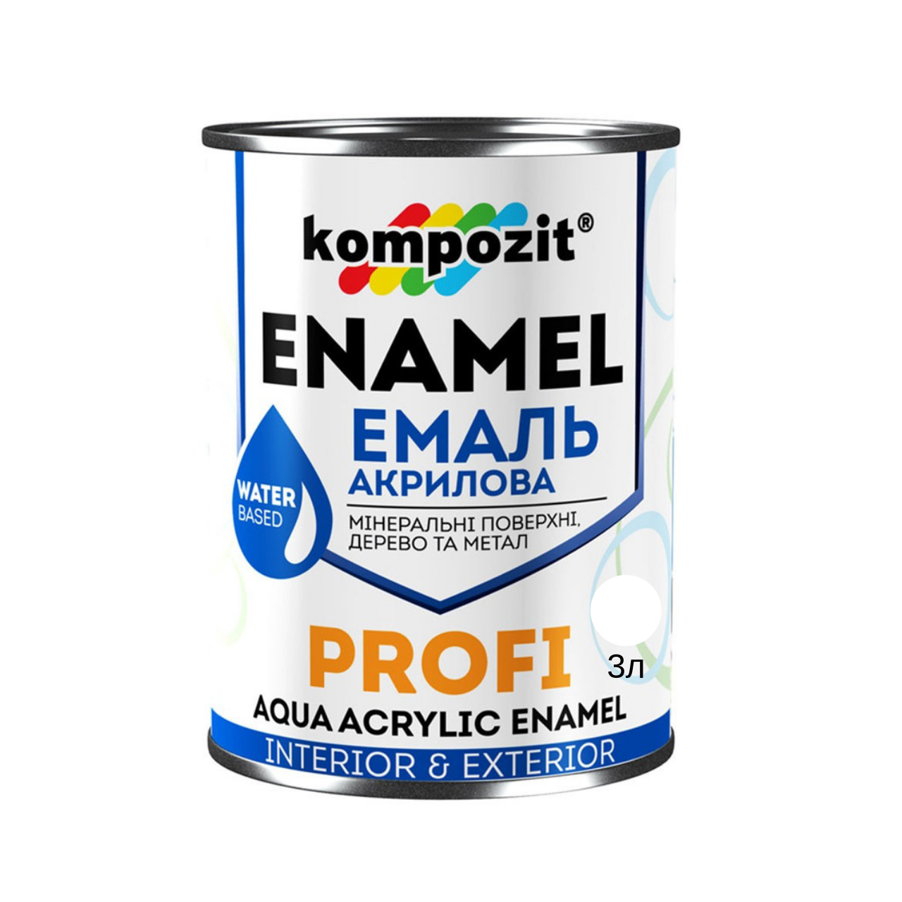 Акрилова емаль Kompozit Profi білий глянець 2.7л