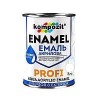 Акриловая эмаль Kompozit Profi белый глянец 2.7л