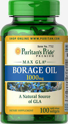 Огірочника, Puritan's Pride Borage Oil 1000mg 100 капсул, фото 2