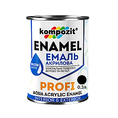 Акрилова емаль Kompozit Profi чорний глянець 0.3л