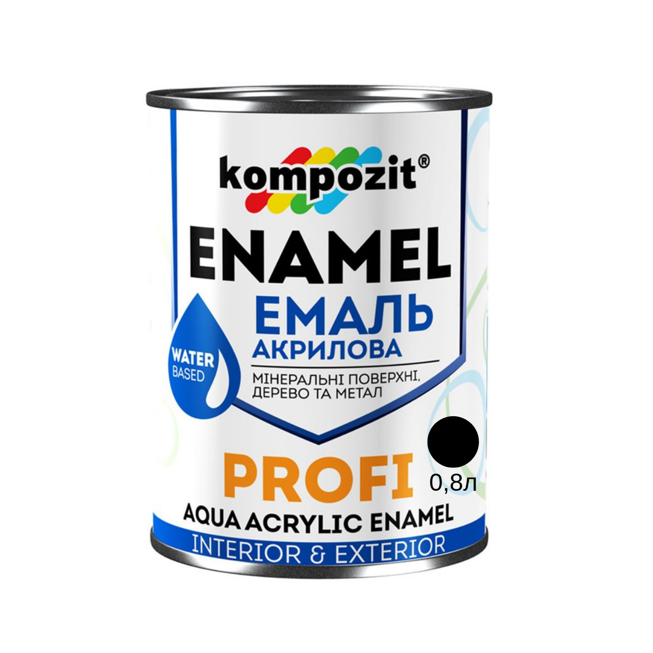 Акрилова емаль Kompozit Profi чорний глянець 0.7л