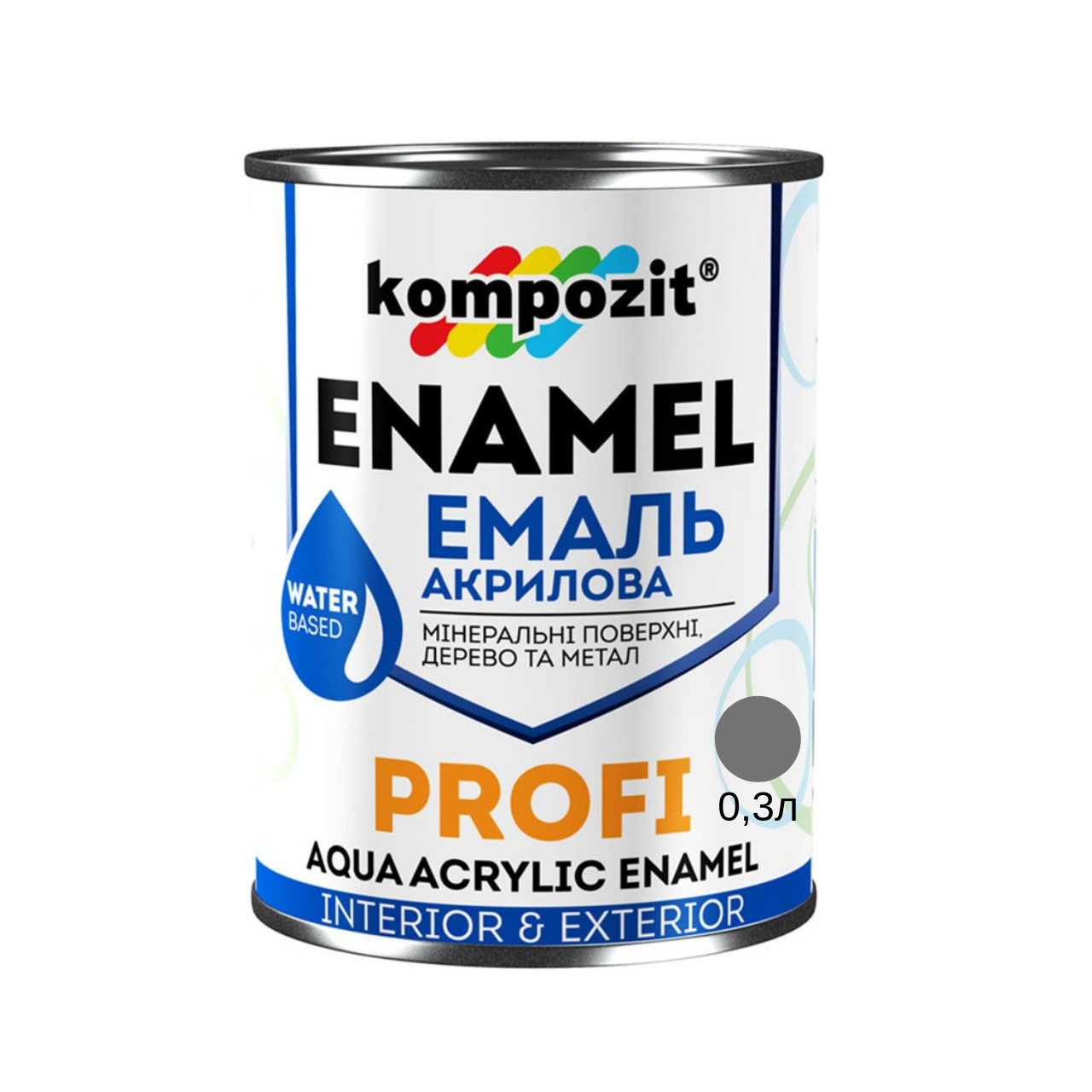 Акрилова емаль Kompozit Profi графіт глянець 0.3л