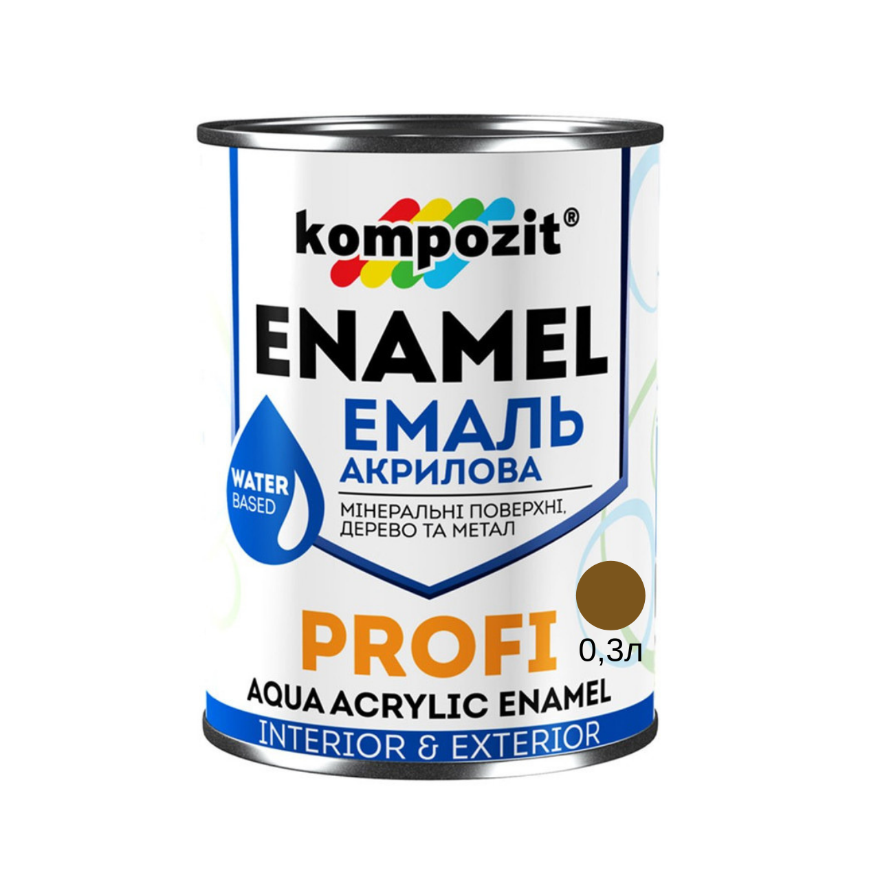 Акрилова емаль Kompozit Profi коричневий глянець 0.3л