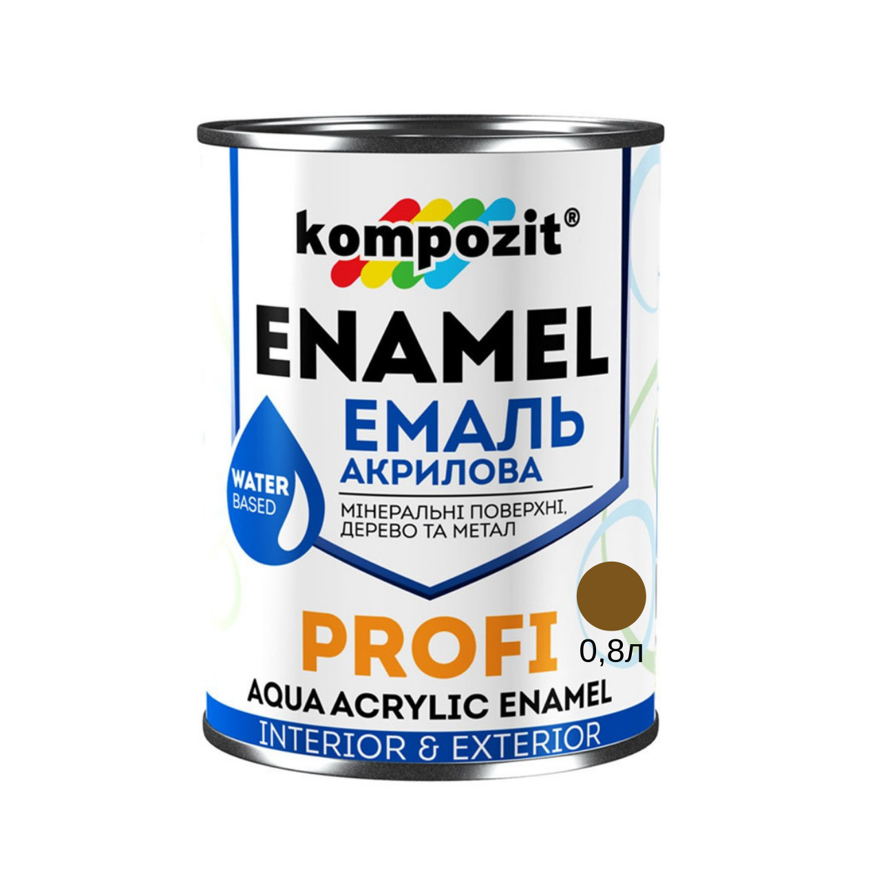 Акрилова емаль Kompozit Profi коричневий глянець 0.7л
