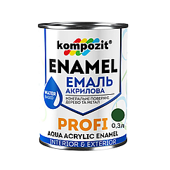 Акрилова емаль Kompozit Profi зелений глянець 0.3л