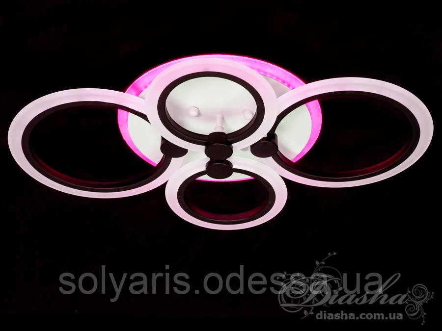 Стельова LED-люстра з димером і підсвіткою, 80 W A8022/4BK LED 3color dimmer (чорн,бел,кори,сір)